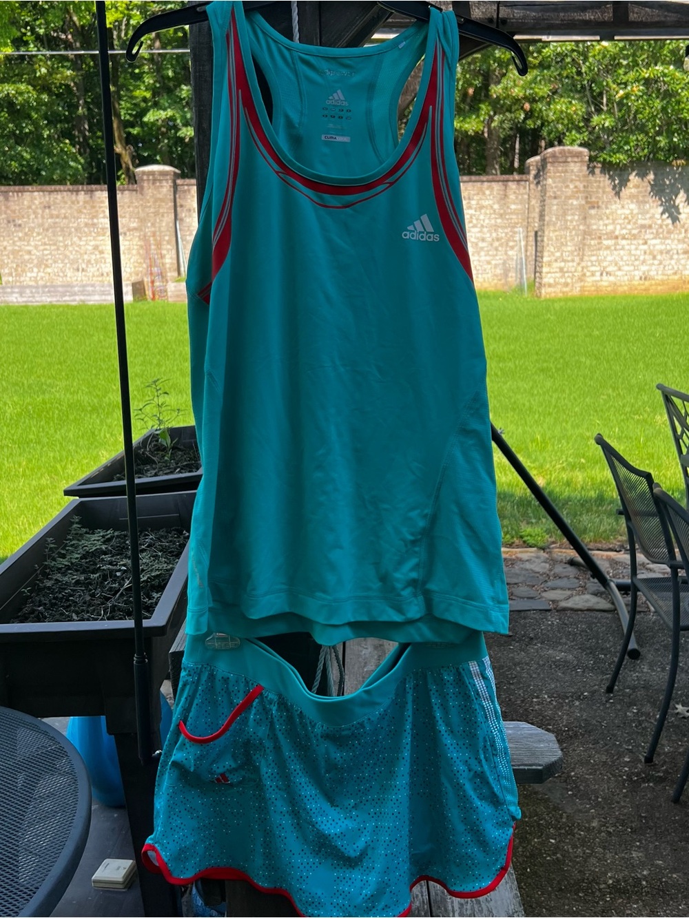 adidas Teal Tank Top and Skort with Red Accents